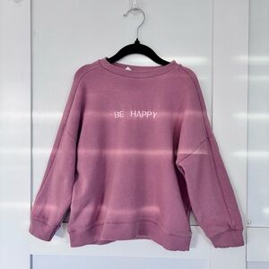 SOLD Girls Zara Dusty Pink 'Be Happy' Crewneck Sweatshirt